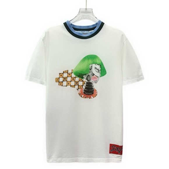 Prada Stylish Graphic Tee - White & Green - Picture 1 of 8